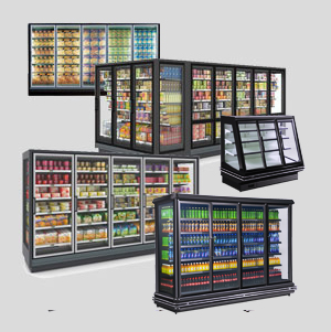puertas para murales de refrigerados, puertas de cristal para murales refrigerados, refrigerador supermercado, Vitrina de congelador vertical